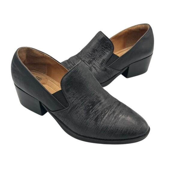 Sofft Velina Black Micro Texture Leather Slip On Cushioned Booties Loafers - Picture 1 of 11